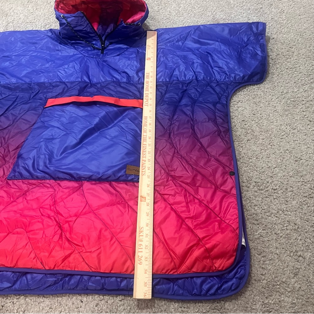 Men's NASA Blue and Red Quilted Poncho - Picture 3 of 9